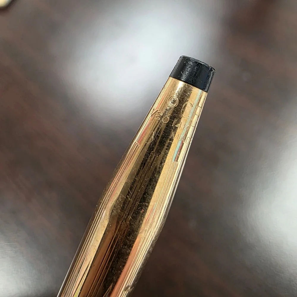 Cross 14KT Gold Filled Ballpoint Pen Vintage Pinstripe Made in USA 1/20 14K